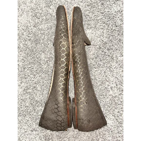 LOEFFLER RANDALL Women’s Flat Brown Gold Snake Pattern almond toe Sz 9 - Picture 6 of 9